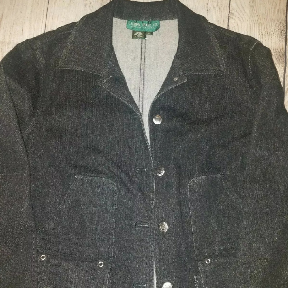 Ralph Lauren Jacket Women Large Black Denim